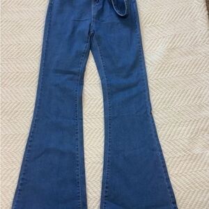 Women's High Waist Flare Leg Stretch Jeans - Blue